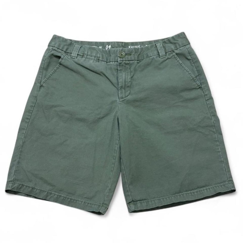 GAP Boyfriend roll-up Shorts Khakis Olive Green Size 4 casual chino utility gorp